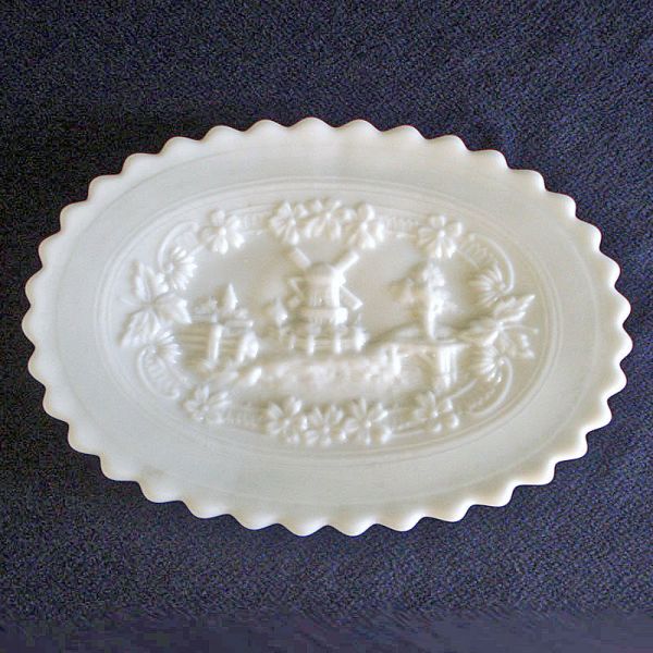 Imperial Windmill Milk Glass Dresser Tray Clearance