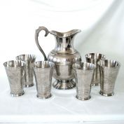 Engraved Aluminum Vintage Beverage Set Pitcher Tumblers