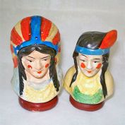 Indian Chief and Squaw Bust Vintage Salt and Pepper Shakers