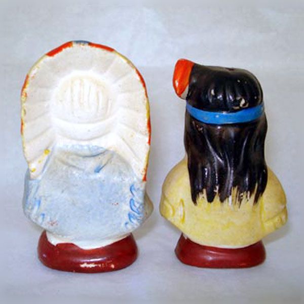 Indian Chief and Squaw Bust Vintage Salt and Pepper Shakers #2