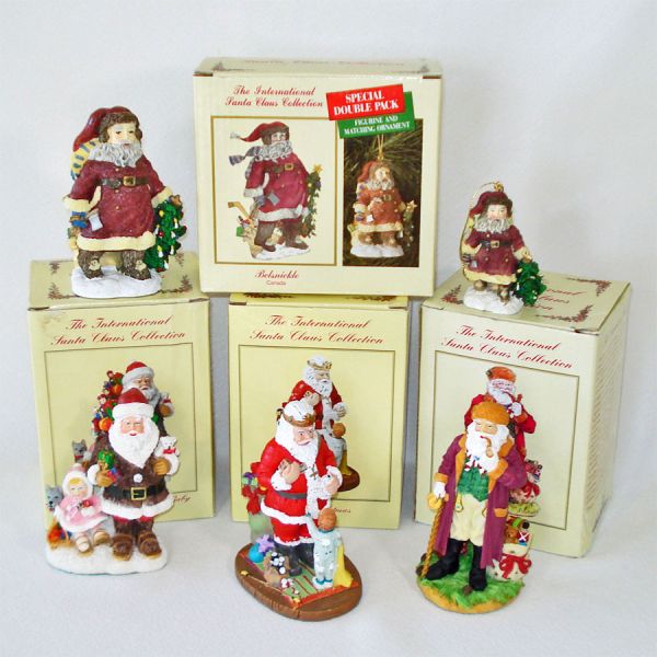 International Santa Claus Collection Figures 4 Mint in Boxes Bonus Ornament #2