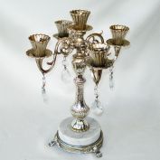 Mid Century 5 Arm Prism Candelabra Marble Base