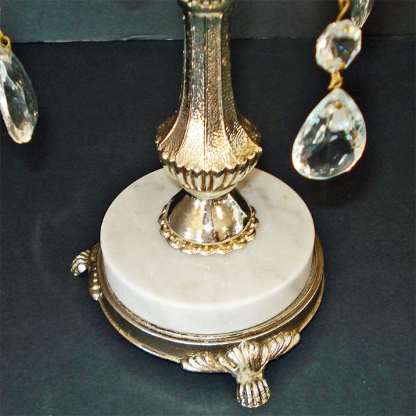 Mid Century 5 Arm Prism Candelabra Marble Base #3