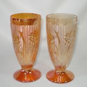 Jeannette Iridescent Iris Herringbone 2 Footed Water Tumblers