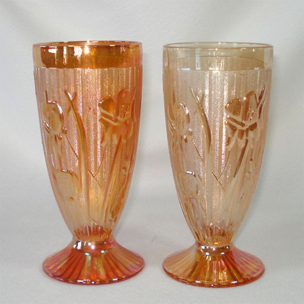 Jeannette Iridescent Iris Herringbone 2 Footed Water Tumblers #2