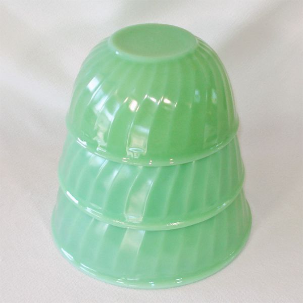 Fire King Jadeite Swirl 3 Piece Mixing Bowl Set #3