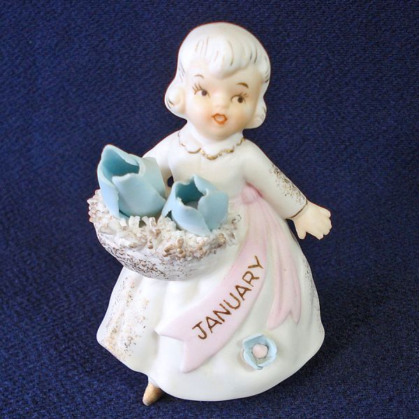 Lefton January Flower of the Month Birthday Girl Figurine