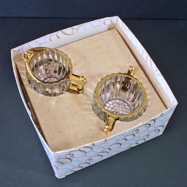 Jeannette National Gold Cream Sugar Tray Set Mint with Label #5
