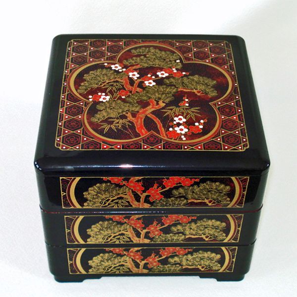 Japan Scenic Lacquered Bento Stacking Box