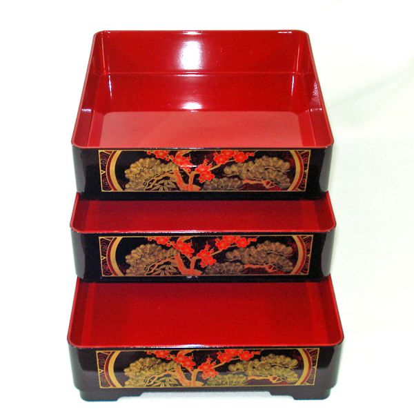 Japan Scenic Lacquered Bento Stacking Box #4