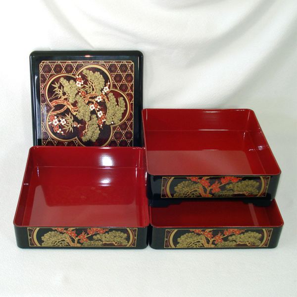 Japanese Scenic Lacquerware Bento Stacking Box Clearance #5