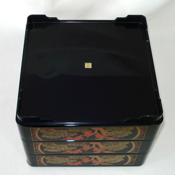 Japanese Scenic Lacquerware Bento Stacking Box Clearance #6