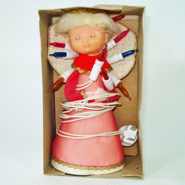 Retro Angel Doll Lighted Christmas Tree Topper Clearance