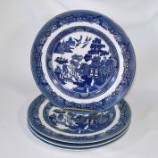 Johnson Bros Blue Willow Set 4 Dinner Plates