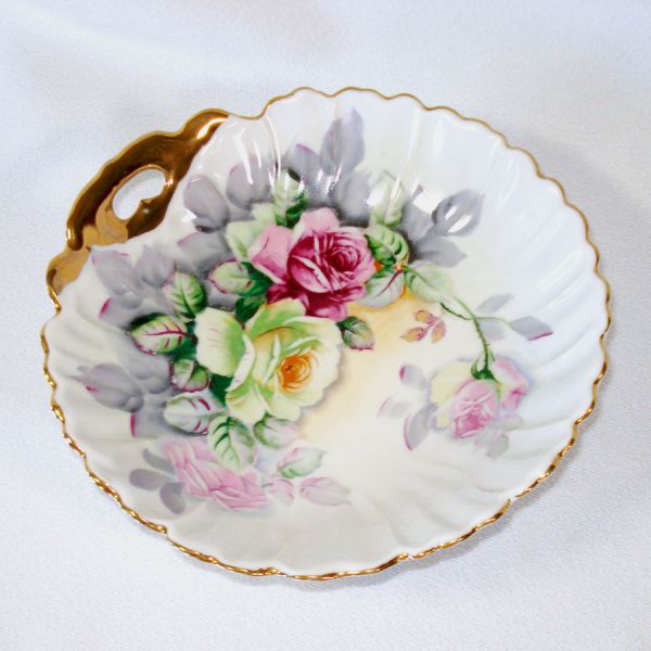 Arnart Porcelain Shell Bowl Roses Decoration #2