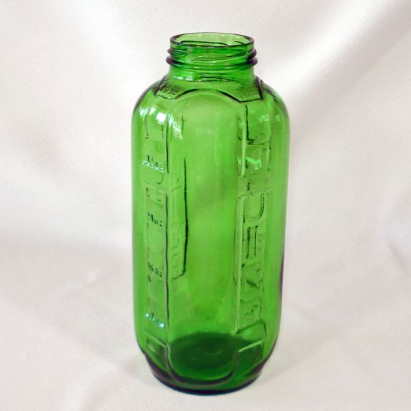 Green Glass 40 Ounce Water Juice Refrigerator Bottle Jar #2