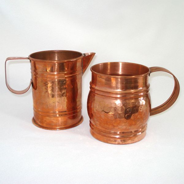 Hammered Copper Jumbo Mug and Pitcher 28 Ounce
