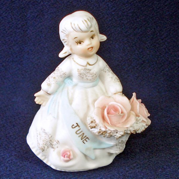 Lefton June Flower of the Month Birthday Girl Figurine