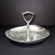 Kensington Aluminum Moire Handled Tidbit Tray Dish Clearance