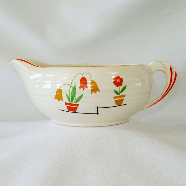 Edwin Knowles Flower Pots Art Deco Gravy Boat #2