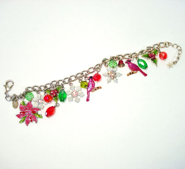 Kirks Folly Cardinals Christmas Charm Bracelet With Box #2