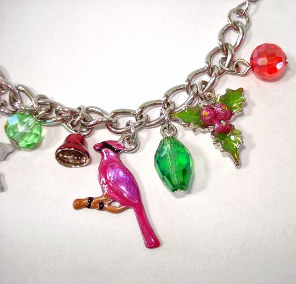 Kirks Folly Cardinals Christmas Charm Bracelet With Box #6