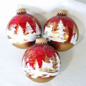 Krebs Deer In Snowy Woods Glass Christmas Ornaments