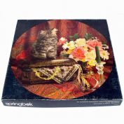 Precious Treasures Kitten, Flowers Springbok Round Jigsaw Puzzle