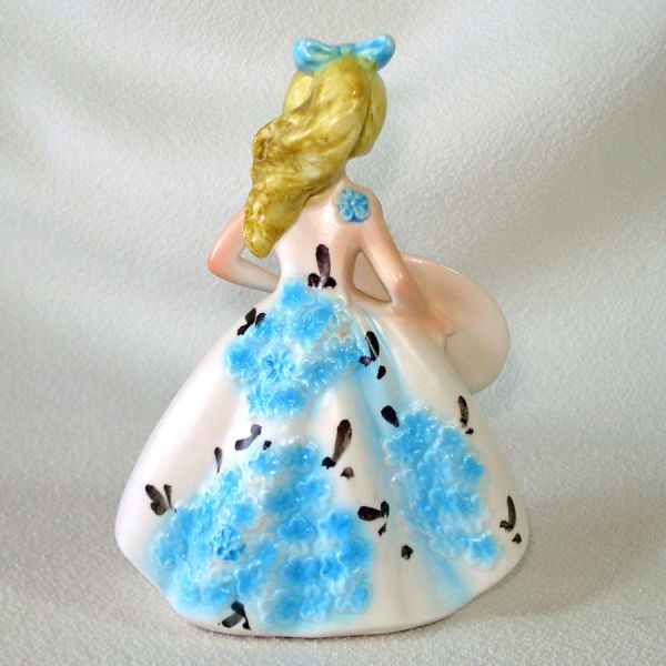 Lefton Ponytail Teenager Figurine Blue Flowered Dress #4