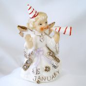 Lefton 1957 January Angel Figurine With Rhinestones