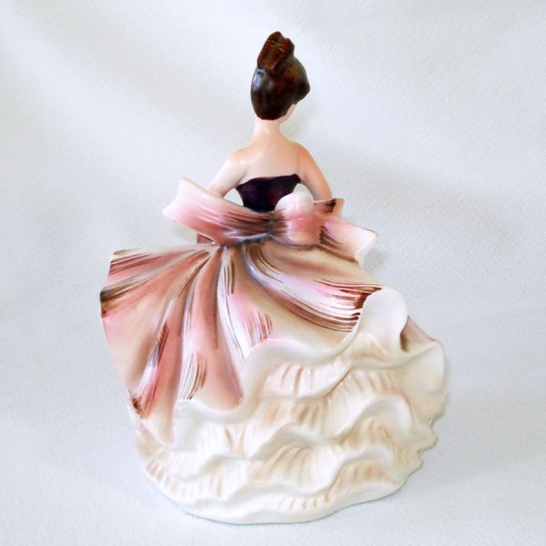 Lefton Dancing Lady Figurine Swirling Dress Applied Flowers #2