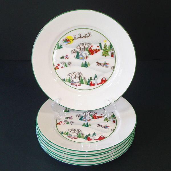 Lenox Christmas Sleighride 7 Bone China Bread Plates