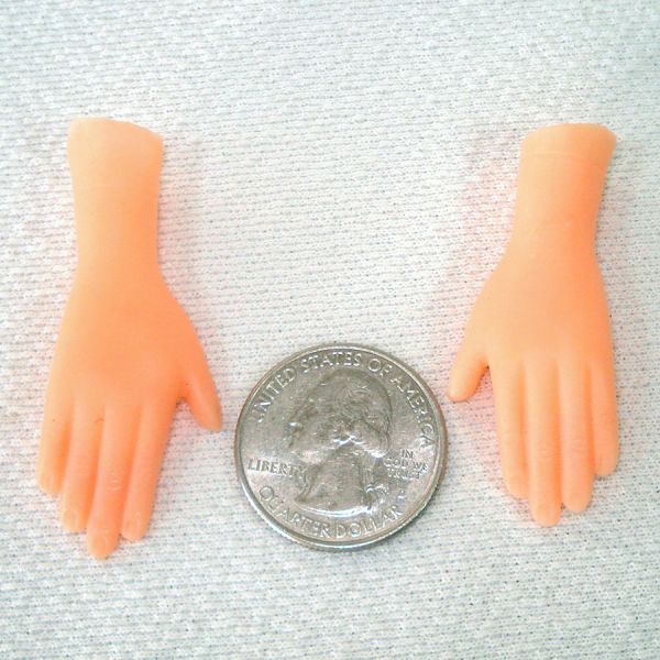 Pair Vintage Plastic Hands for Dollmaking Crafts 1.75 Inch #3