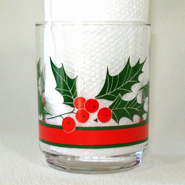 Libbey 9 Double Old Fashioned Holly Berries Christmas Tumblers #2
