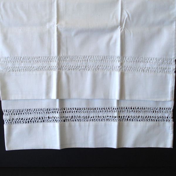 2 Pair Vintage Pillowcases Crochet Lace Trim #2