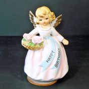 Lefton Rotating Birthday Angel Music Box Figurine