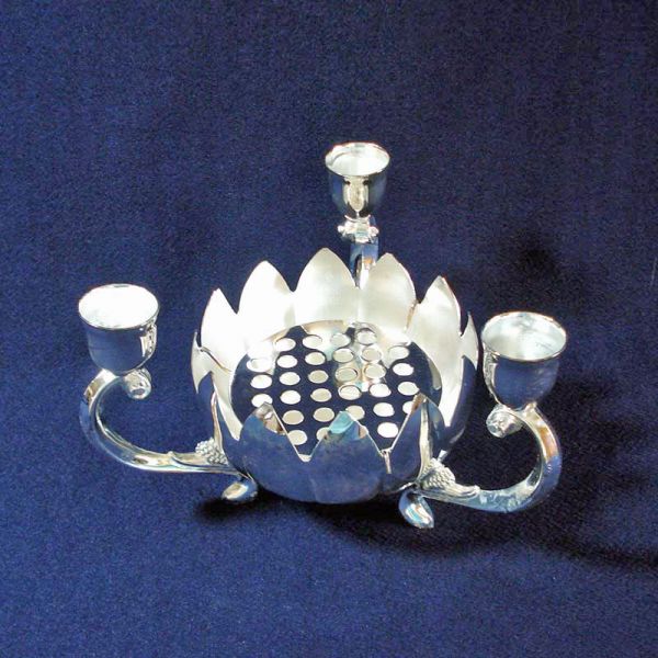 Silverplate Lotus Flower Bowl Candle Holder in Box Clearance #2