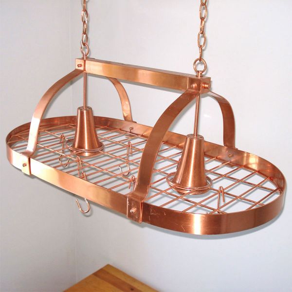 Lighted Hanging Copper Kitchen Pot Rack #1