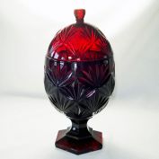 Cristal d'Arques France Ruby Red Glass Egg Shape Candy Jar