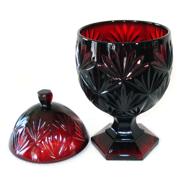 Cristal d'Arques France Ruby Red Glass Egg Shape Candy Jar #2