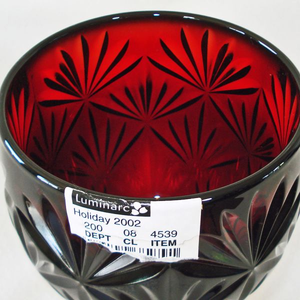 Cristal d'Arques France Ruby Red Glass Egg Shape Candy Jar #3