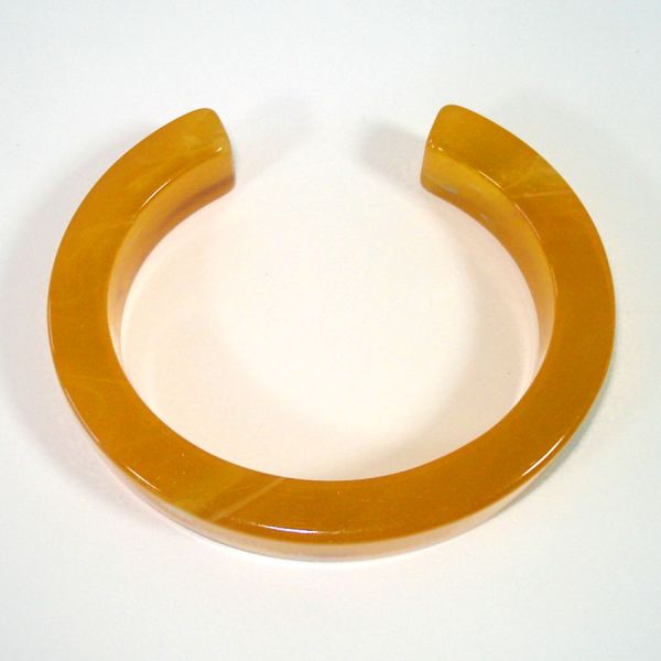 Dark Yellow Swirled Lucite Cuff Bracelet #2