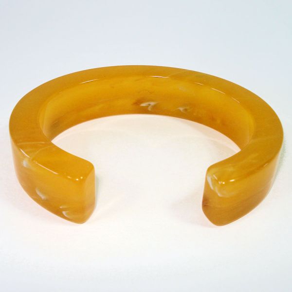 Dark Yellow Swirled Lucite Cuff Bracelet #3