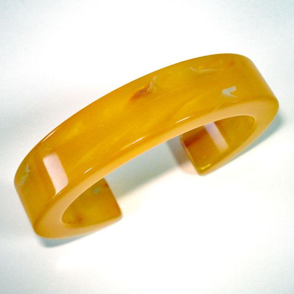 Dark Yellow Swirled Lucite Cuff Bracelet #5