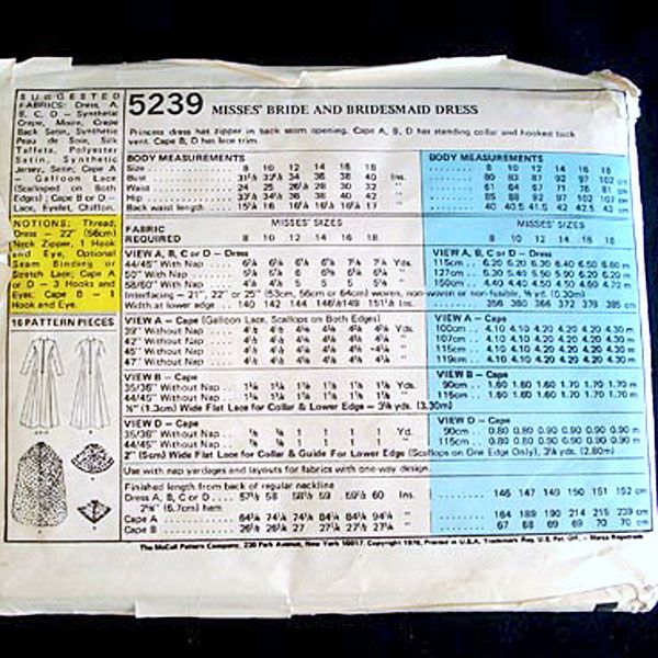 McCall's 1976 Bride Bridesmaid Wedding Dress Pattern Size 14 Uncut Clearance #2