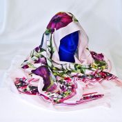 Watercolor Flowers Macho Shawl Scarf Purple Pink Green