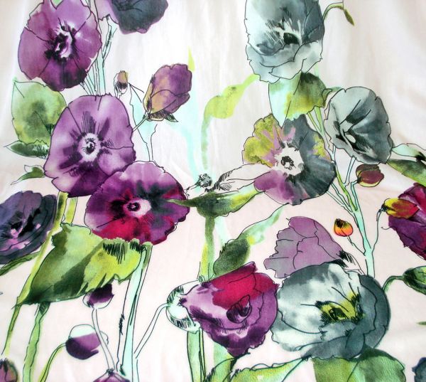 Watercolor Flowers Macho Shawl Scarf Purple Pink Green #2