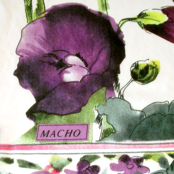 Watercolor Flowers Macho Shawl Scarf Purple Pink Green #4