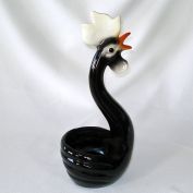 Maddux of California 1950s Black Rooster Figural Planter