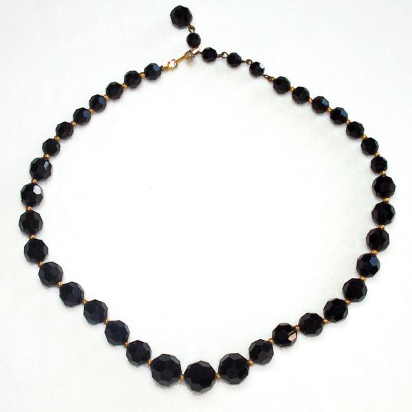 Marvella Elegant Black Cut Crystal Choker Length Necklace Clearance